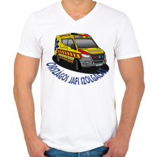 PRINTFASHION mentőautó 2 - Férfi V-nyakú póló - Fehér férfi póló