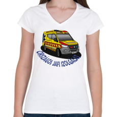 PRINTFASHION mentőautó 2 - Női V-nyakú póló - Fehér