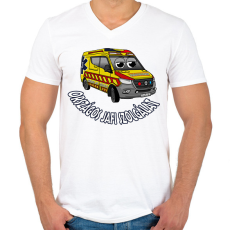 PRINTFASHION mentőautó pisti 1 - Férfi V-nyakú póló - Fehér