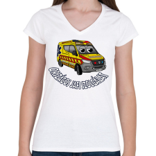 PRINTFASHION mentőautó pisti 1 - Női V-nyakú póló - Fehér női póló