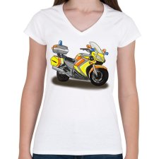 PRINTFASHION mentőmotor - Női V-nyakú póló - Fehér női póló