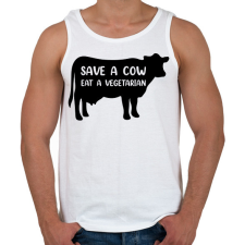 PRINTFASHION Mentsd meg egy  tehenet - Férfi atléta - Fehér atléta, trikó