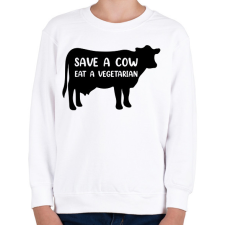 PRINTFASHION Mentsd meg egy  tehenet - Gyerek pulóver - Fehér gyerek pulóver, kardigán