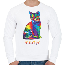 PRINTFASHION MEOW - Férfi pulóver - Fehér