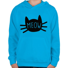 PRINTFASHION Meow  - Gyerek kapucnis pulóver - Azúrkék gyerek pulóver, kardigán