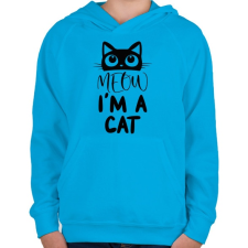 PRINTFASHION Meow, I'm a cat - Gyerek kapucnis pulóver - Azúrkék gyerek pulóver, kardigán
