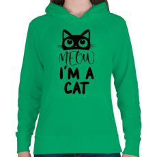 PRINTFASHION Meow, I'm a cat - Női kapucnis pulóver - Zöld