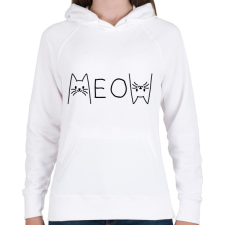 PRINTFASHION Meow - Női kapucnis pulóver - Fehér női pulóver, kardigán