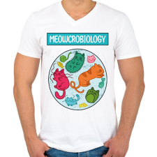 PRINTFASHION Meowcrobiology - Férfi V-nyakú póló - Fehér férfi póló