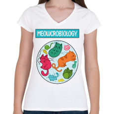PRINTFASHION Meowcrobiology - Női V-nyakú póló - Fehér