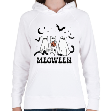 PRINTFASHION Meoween - Női kapucnis pulóver - Fehér női pulóver, kardigán