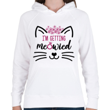 PRINTFASHION Meowied - Női kapucnis pulóver - Fehér női pulóver, kardigán
