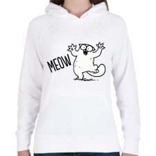 PRINTFASHION Meoww - Női kapucnis pulóver - Fehér női pulóver, kardigán