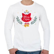 PRINTFASHION Meowy Catmas - Férfi hosszú ujjú póló - Fehér