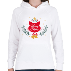 PRINTFASHION Meowy Catmas - Női kapucnis pulóver - Fehér