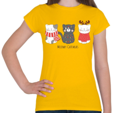 PRINTFASHION Meowy Catmas - Női póló - Sárga női póló