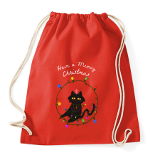 PRINTFASHION MEOWY CHRISTMAS - Sportzsák, Tornazsák - Piros tornazsák