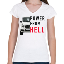 PRINTFASHION Mercedes G - Női V-nyakú póló - Fehér női póló