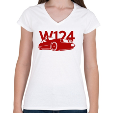 PRINTFASHION Mercedes w124 - Női V-nyakú póló - Fehér