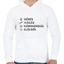 PRINTFASHION Mérés, vágás, káromkodás - Férfi kapucnis pulóver - Fehér férfi pulóver, kardigán