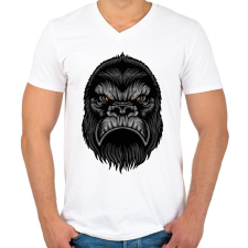 PRINTFASHION Mérges Gorilla - Férfi V-nyakú póló - Fehér férfi póló