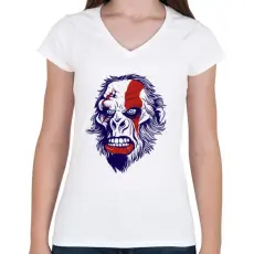 PRINTFASHION Mérges gorilla - Női V-nyakú póló - Fehér