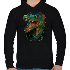 PRINTFASHION Mérges krokodil - Férfi kapucnis pulóver - Fekete