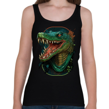 PRINTFASHION Mérges krokodil - Női atléta - Fekete női trikó