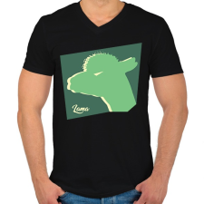 PRINTFASHION Mérges láma - Férfi V-nyakú póló - Fekete férfi póló