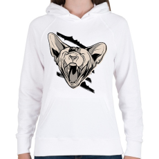 PRINTFASHION Mérges macska - Női kapucnis pulóver - Fehér
