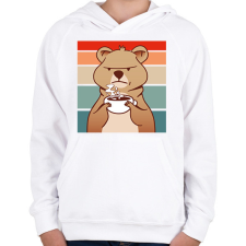 PRINTFASHION Mérges medve - Gyerek kapucnis pulóver - Fehér gyerek pulóver, kardigán