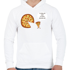 PRINTFASHION Mérges pizza - Férfi kapucnis pulóver - Fehér