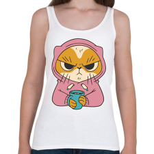 PRINTFASHION Mérges reggeli cica - Női atléta - Fehér női trikó