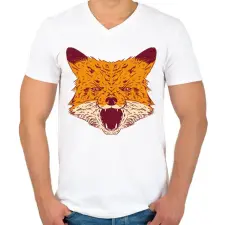 PRINTFASHION Mérges róka - Férfi V-nyakú póló - Fehér férfi póló