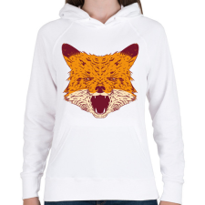 PRINTFASHION Mérges róka - Női kapucnis pulóver - Fehér női pulóver, kardigán
