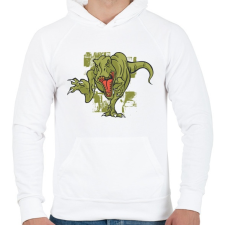 PRINTFASHION Mérges T-rex - Férfi kapucnis pulóver - Fehér férfi pulóver, kardigán