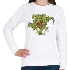 PRINTFASHION Mérges T-rex - Női pulóver - Fehér női pulóver, kardigán
