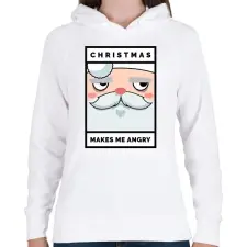 PRINTFASHION Mérges Télapó - Női kapucnis pulóver - Fehér női pulóver, kardigán