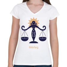 PRINTFASHION Mérleg minta - Női V-nyakú póló - Fehér női póló