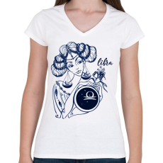 PRINTFASHION mérleg - Női V-nyakú póló - Fehér