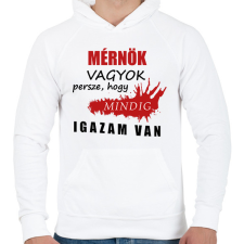 PRINTFASHION Mérnök vagyok... - Férfi kapucnis pulóver - Fehér férfi pulóver, kardigán
