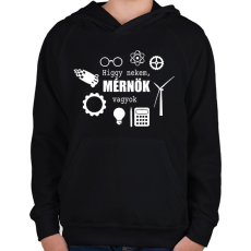 PRINTFASHION Mérnök vagyok - Gyerek kapucnis pulóver - Fekete