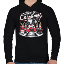 PRINTFASHION Merry Christmas - Férfi kapucnis pulóver - Fekete férfi pulóver, kardigán
