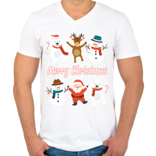 PRINTFASHION Merry Christmas  - Férfi V-nyakú póló - Fehér férfi póló
