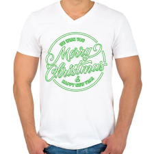 PRINTFASHION Merry Christmas - Férfi V-nyakú póló - Fehér férfi póló