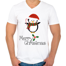 PRINTFASHION Merry Christmas - Férfi V-nyakú póló - Fehér