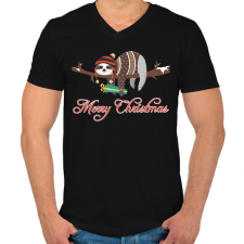 PRINTFASHION Merry Christmas  - Férfi V-nyakú póló - Fekete férfi póló