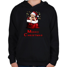 PRINTFASHION Merry Christmas - Gyerek kapucnis pulóver - Fekete