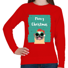 PRINTFASHION MERRY CHRISTMAS MOPSZ - Női pulóver - Piros