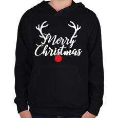 PRINTFASHION Merry Christmas - Rudolph - Gyerek kapucnis pulóver - Fekete